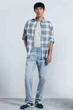 Springfield Camisas-Camisa xadrez de algodão azul