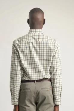 PuroEGO Camisas-Camisa xadrez de algodão slim fit Verde