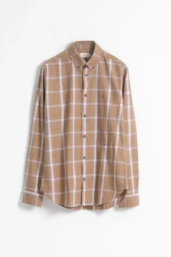 PuroEGO Camisas-Camisa xadrez de algodão slim fit Castanho