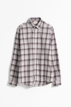 PuroEGO Camisas-Camisa xadrez de algodão slim fit Castanho