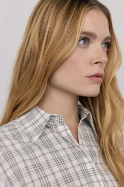 Pedro del Hierro Blusas-Camisa xadrez larga Cizento