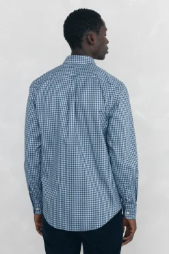 Pedro del Hierro Camisas-Camisa xadrez Oxford sem passar a ferro Azul