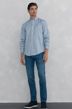Pedro del Hierro Camisas-Camisa xadrez Oxford sem passar a ferro Azul