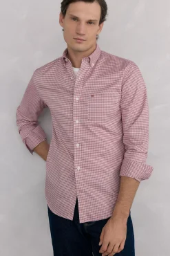 Pedro del Hierro Camisas-Camisa xadrez Oxford sem passar a ferro Bordeaux