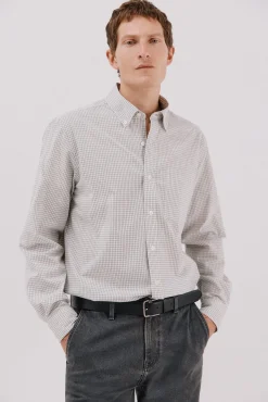 Cortefiel Camisas-Camisa xadrez popelina Cinzento