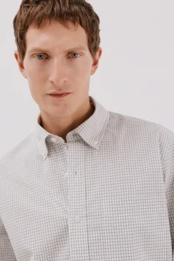 Cortefiel Camisas-Camisa xadrez popelina Cinzento