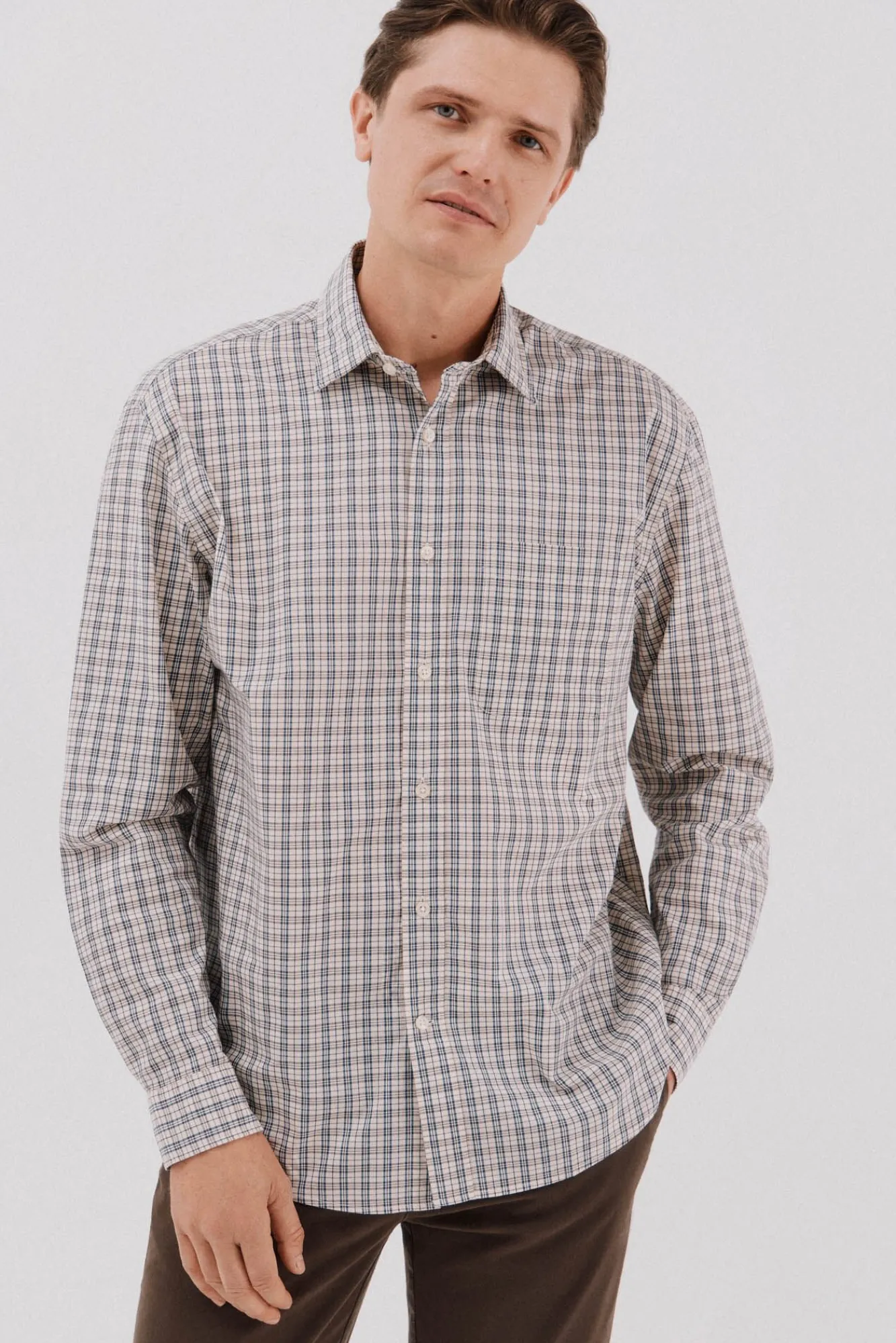 Cortefiel Camisas-Camisa xadrez popelina Azul