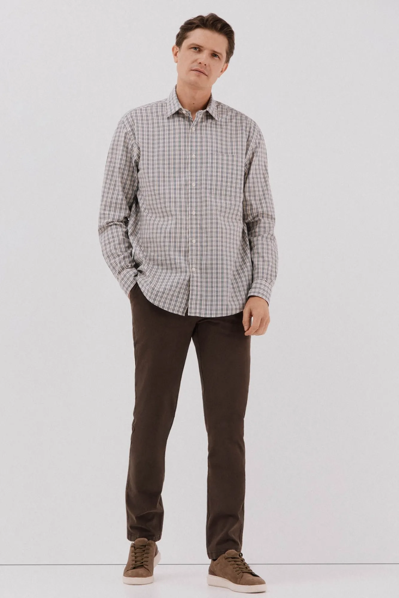 Cortefiel Camisas-Camisa xadrez popelina Azul