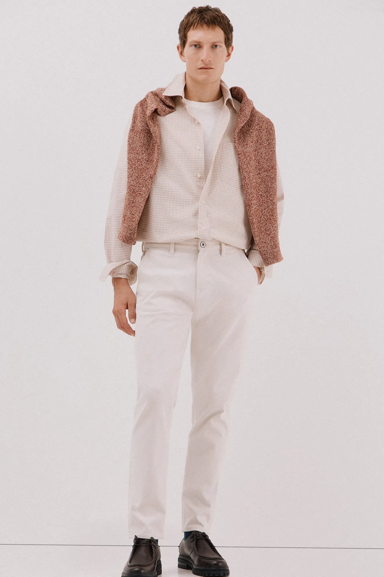 Cortefiel Camisas-Camisa xadrez popelina Castanho