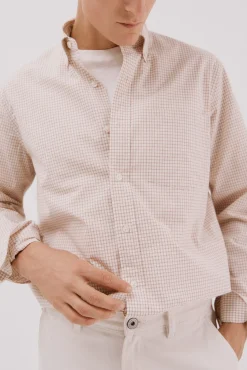 Cortefiel Camisas-Camisa xadrez popelina Castanho