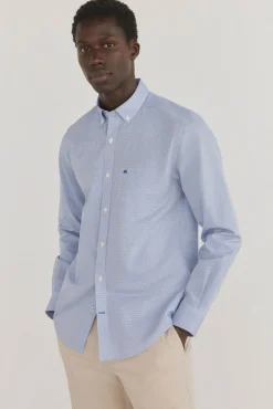 Pedro del Hierro Camisas-Camisa xadrez resistente a manchas e que não precisa passar Azul