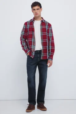 Springfield Camisas-camisa xadrez tartan vermelho