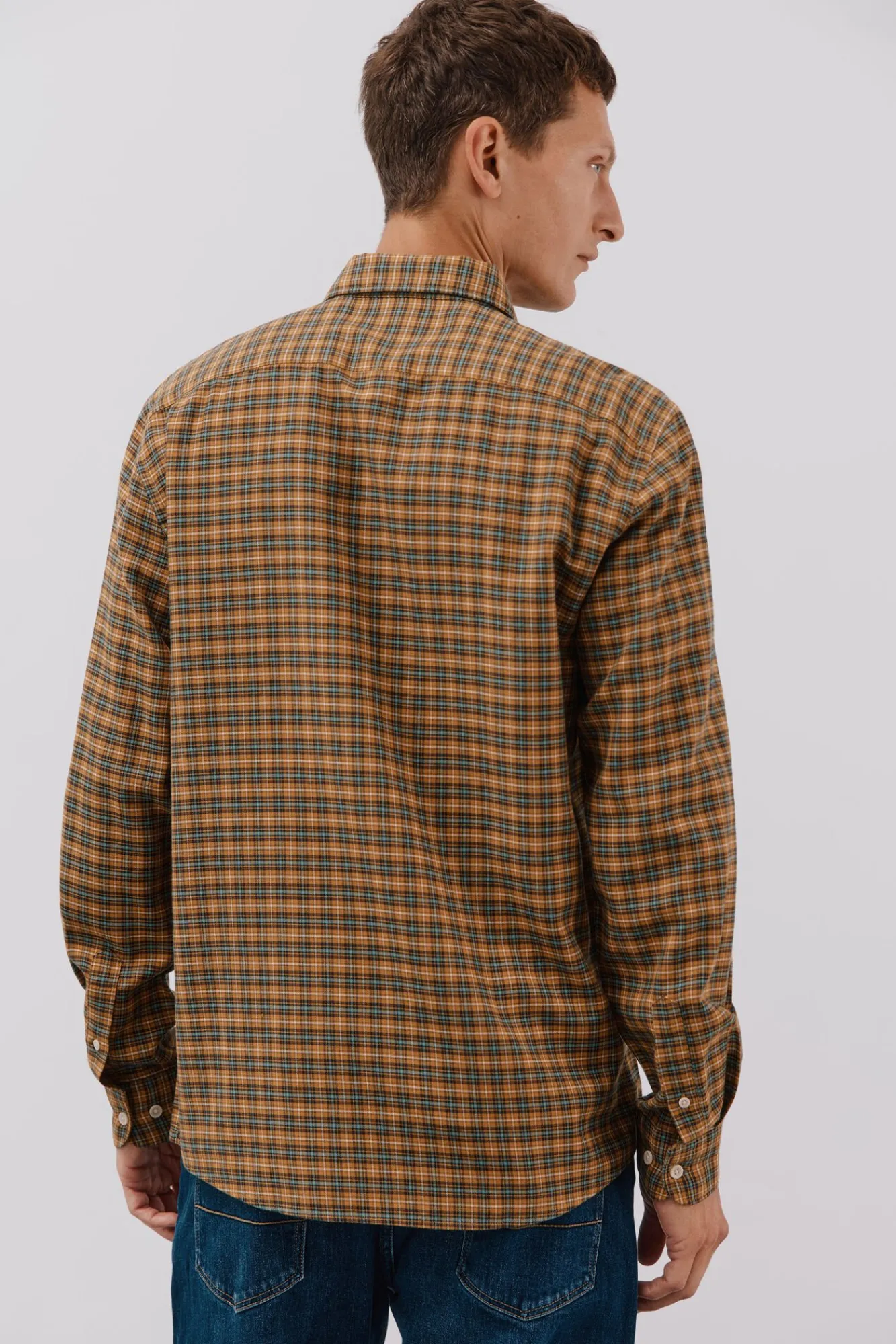 Cortefiel Camisas-Camisa xadrez tencel Amarelo