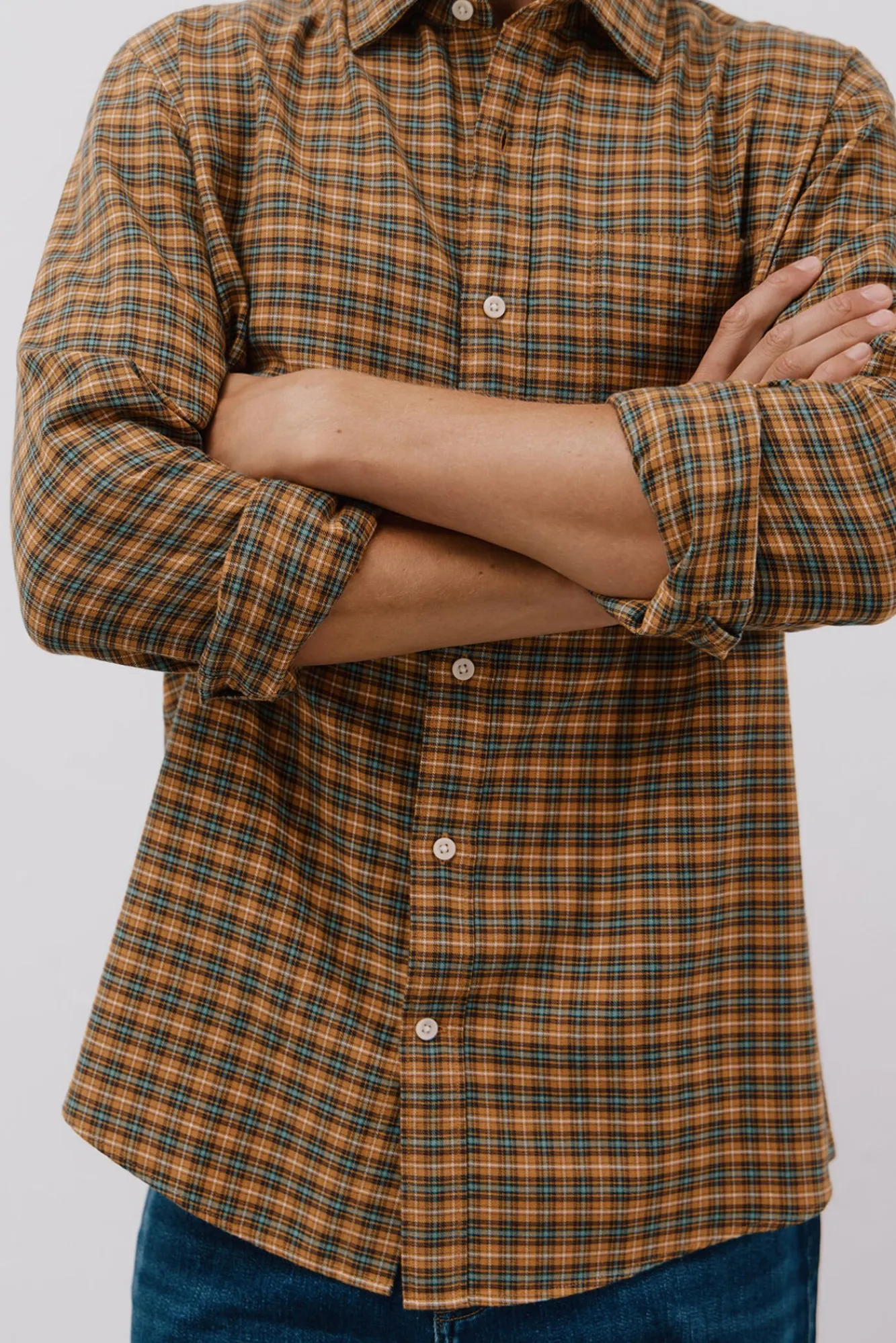 Cortefiel Camisas-Camisa xadrez tencel Amarelo