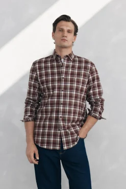Pedro del Hierro Camisas-Camisa xadrez tencel Bordeaux