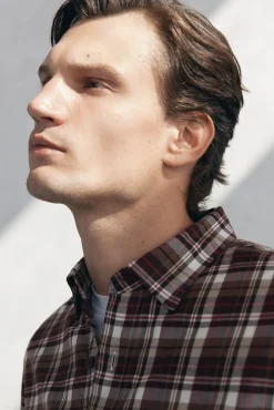 Pedro del Hierro Camisas-Camisa xadrez tencel Bordeaux