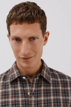 Cortefiel Camisas-Camisa xadrez tencel Cinzento