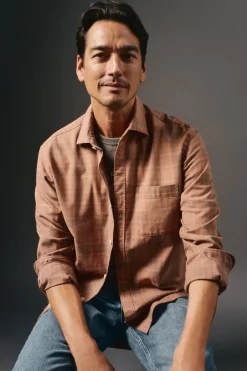 OOTO Camisas-Camisa xadrez tingida Castanho