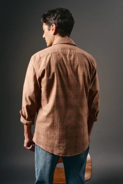 OOTO Camisas-Camisa xadrez tingida Castanho