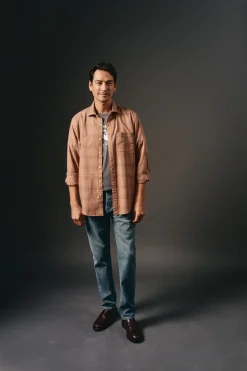 OOTO Camisas-Camisa xadrez tingida Castanho