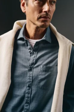 OOTO Camisas-Camisa xadrez tingida Azul