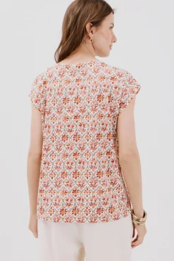 Cortefiel T-Shirts-Camiseta bico com detalhe de renda Multicolorido