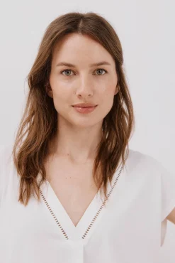 Cortefiel T-Shirts-Camiseta bico com detalhe de renda Branco