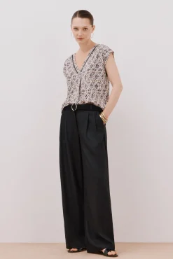 Cortefiel T-Shirts-Camiseta bico com detalhe de renda Impress&atilde;o