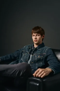 OOTO T-Shirts-Camiseta básica com bordado de avião Azul