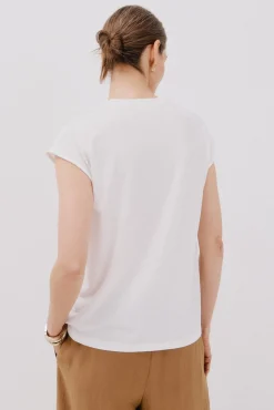 Cortefiel T-Shirts-Camiseta básica com gola mao negada Branco