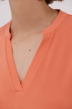 Cortefiel T-Shirts-Camiseta básica com gola mao negada Vermelho