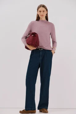 Cortefiel T-Shirts-Camiseta básica com gola perkins Roxo