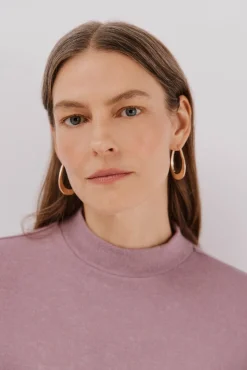 Cortefiel T-Shirts-Camiseta básica com gola perkins Roxo