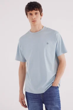 Springfield T-Shirts-Camiseta básica com gola redonda azul