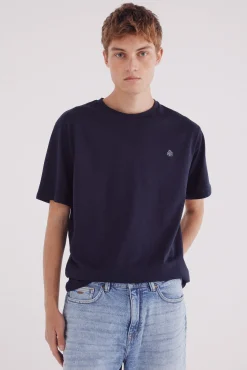 Springfield T-Shirts-Camiseta básica com gola redonda azul