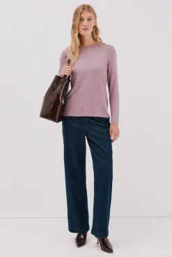 Cortefiel T-Shirts-Camiseta básica de decote caixa Roxo