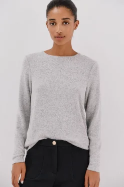 Cortefiel T-Shirts-Camiseta básica de decote caixa Cinzento