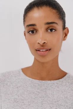 Cortefiel T-Shirts-Camiseta básica de decote caixa Cinzento