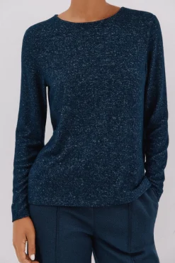 Cortefiel T-Shirts-Camiseta básica de decote caixa Azul