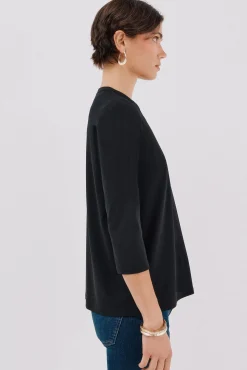 Cortefiel T-Shirts-Camiseta básica decote mandarim Preto