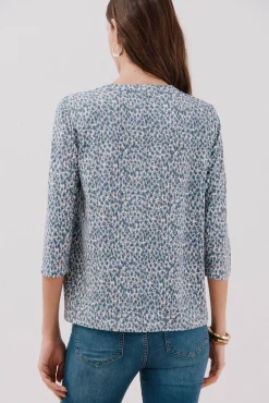 Cortefiel T-Shirts-Camiseta básica decote mandarim Azul