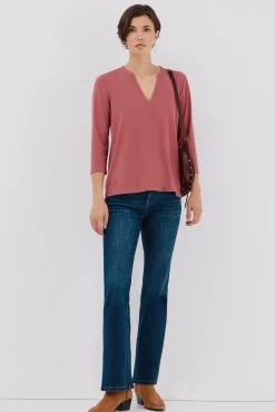 Cortefiel T-Shirts-Camiseta básica decote mandarim Subiu