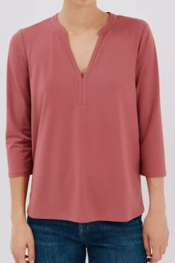 Cortefiel T-Shirts-Camiseta básica decote mandarim Subiu