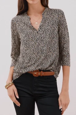 Cortefiel T-Shirts-Camiseta básica decote mandarim Cinzento