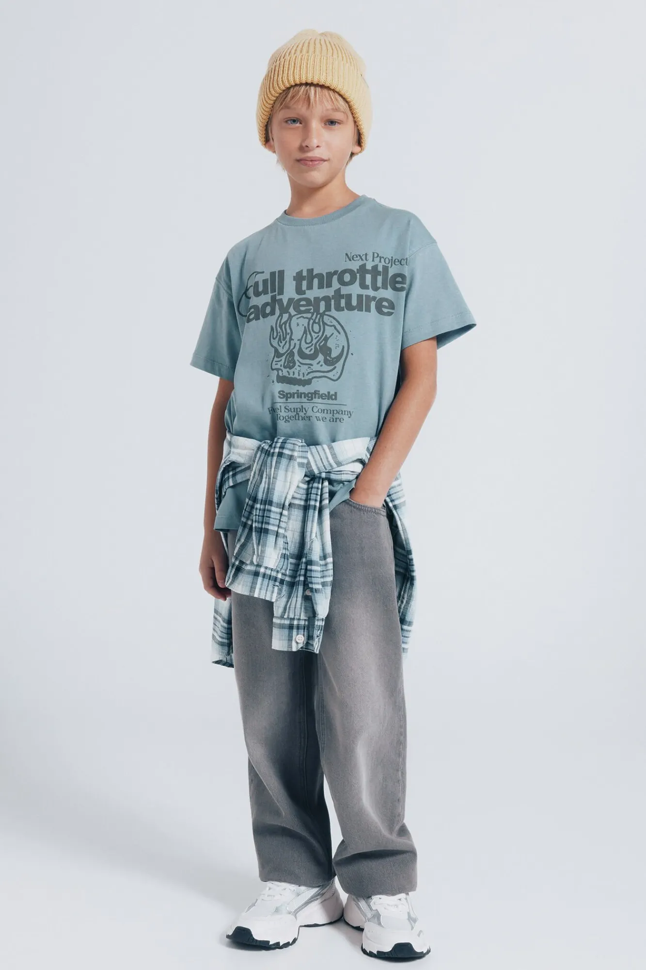 Springfield Kids T-Shirts-Camiseta caveira para meninos azul