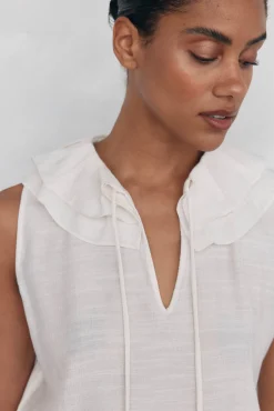 Pedro del Hierro T-Shirts-Camiseta com babados Branco