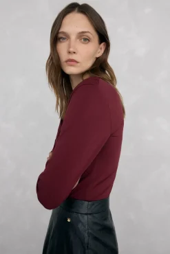 Pedro del Hierro T-Shirts-Camiseta com decote drapeado Bordeaux