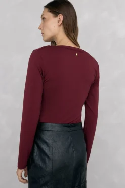 Pedro del Hierro T-Shirts-Camiseta com decote drapeado Bordeaux