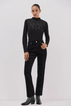 Cortefiel T-Shirts-Camiseta com detalhe de strass Preto