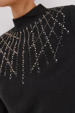 Cortefiel T-Shirts-Camiseta com detalhe de strass Preto